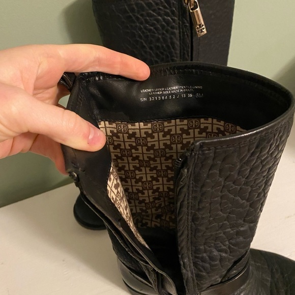 Tory Burch Leona Moto Mid Calf Leather Boots - Picture 6 of 8